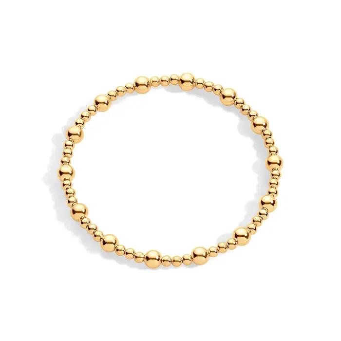 Bracelet de perles plaqué or 18 carats pour femmes, Triple ton réglable, étanche, empilable, bijoux