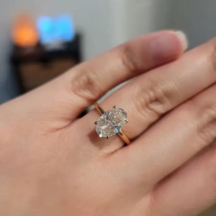 Bague Solitaire de fiançailles en argent Sterling 925