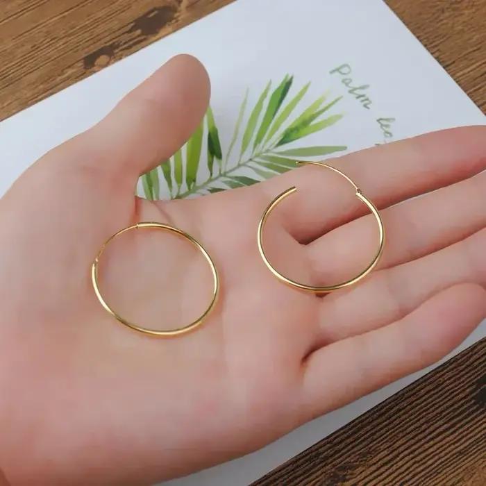 Grandes Boucles d'Oreilles en Argent Sterling S925 Plaqué Or 24 Carats, Bijoux de Personnalité à la