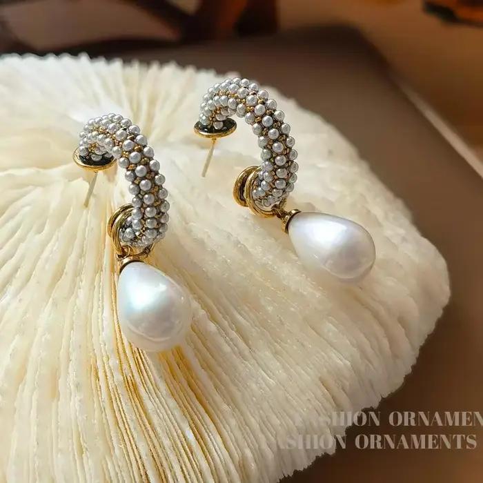 Boucles d'oreilles en forme de larme élégantes imitation perle pour femmes accessoires de mode bijoux tendance occasions spéciales