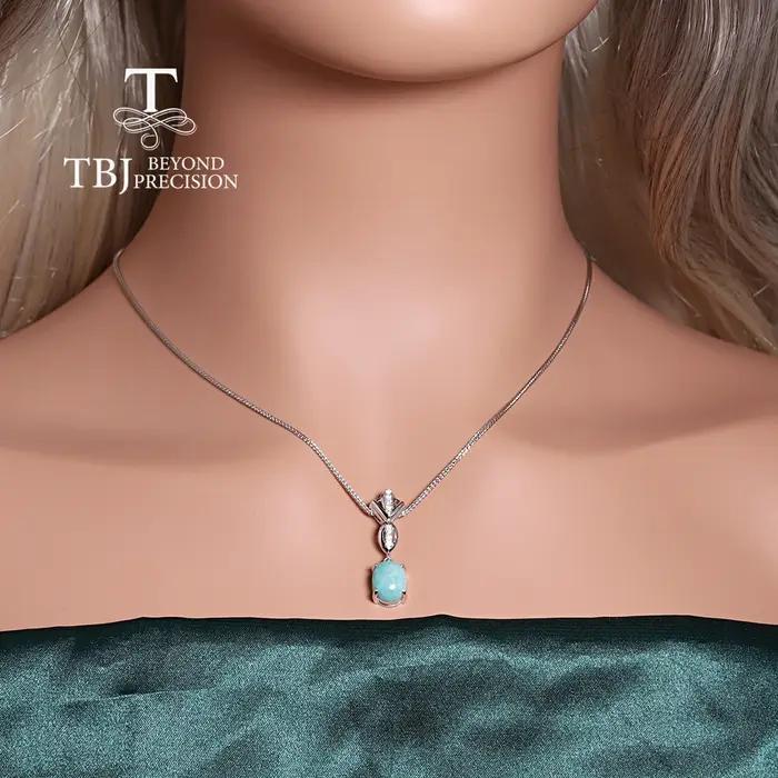 Pendentif en amazonite naturelle ovale serti en argent sterling 925 pour femmes élégantes occasions spéciales Saint Valentin