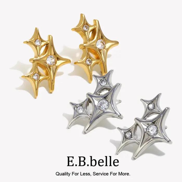 E.B.belle – boucles d'oreilles à trois étoiles à quatre branches