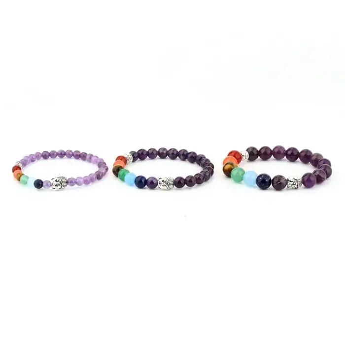 Bracelet 7 Chakra avec carte de signification pour hommes et femmes
