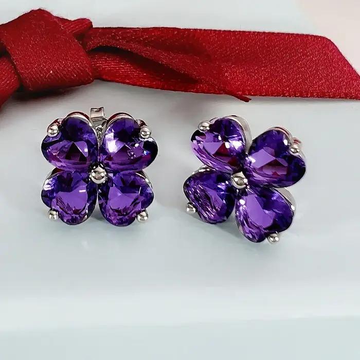 Boucles d'oreilles trèfle en cristal classiques pour femmes