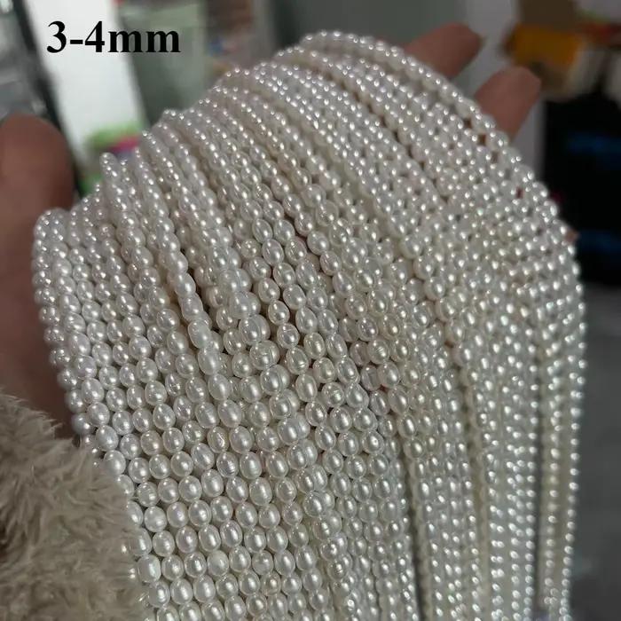 Perle d'eau douce naturelle perlée de haute qualité en forme de riz, poinçon, perles amples pour la fabrication de bijoux, accessoires de collier, Bracelet à bricoler soi-même