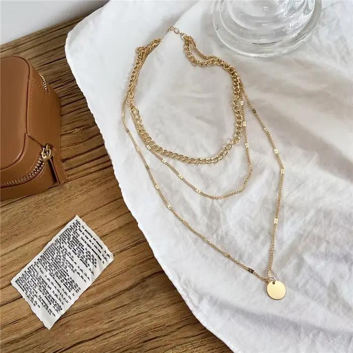 Collier Vintage sur le cou, couleur or, bijoux pour femmes, accessoires superposés pour vêtements de filles, cadeaux esthétiques, pendentif à la mode
