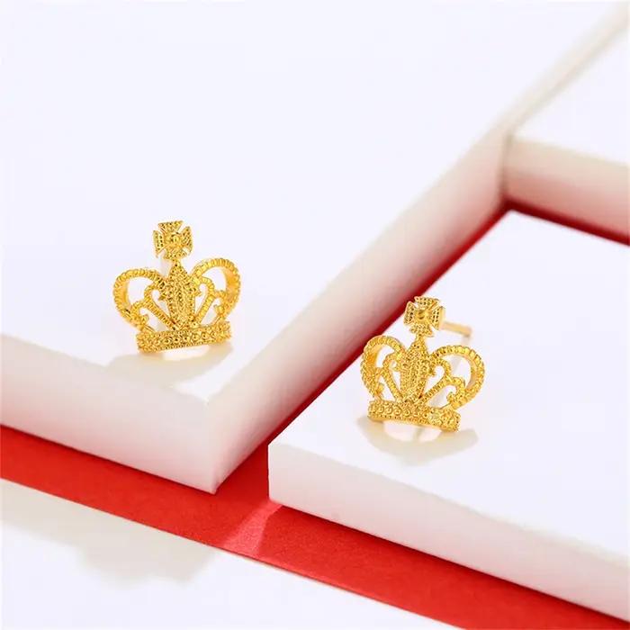 Boucles doreilles en or 24 carats couronne hypoallergeniques accessoire feminin pour femmes occasions speciales