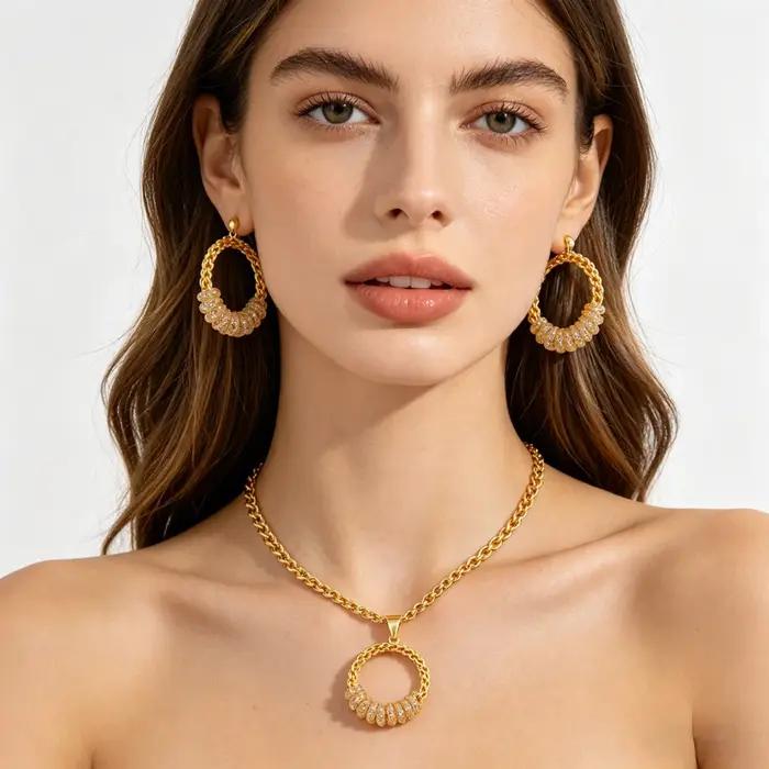 Parure de bijoux pour femme en plaqué or français