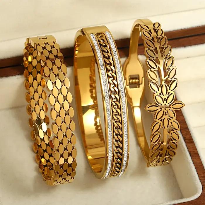 DODOHAO personnalité belle incrustée Zircon femme bracelets en acier inoxydable