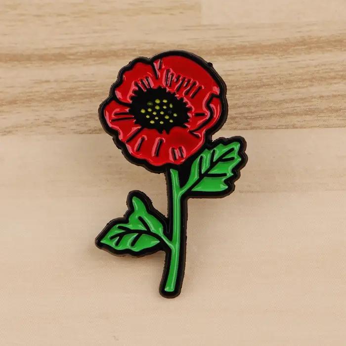 Broches en émail plantes de pins fleurs pavot rouge badge accessoires vêtements bijoux mode cadeaux occassions spéciales femmes hommes