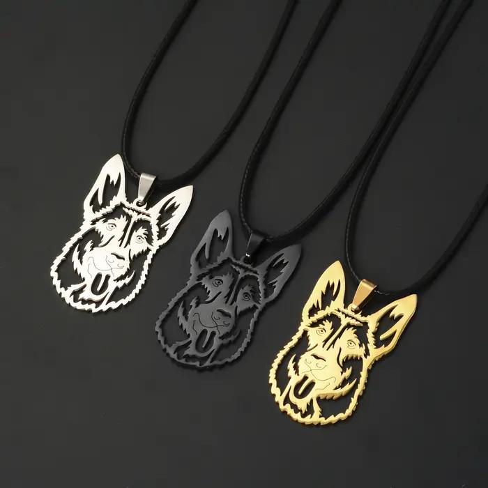 Collier tête de loup en acier inoxydable pour hommes et femmes