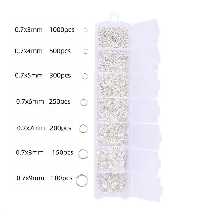 1 boîte de bagues ouvertes en or et argent de 3/4/5/6/7/8/9 mm, pour la création de bijoux DIY