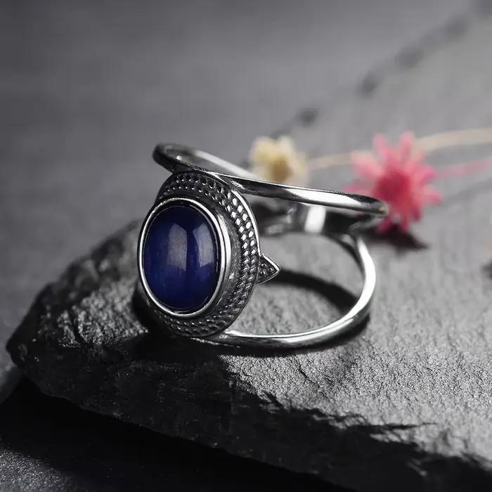 Bagues de luxe en argent S925 pour femmes, Kyanite naturelle, bijoux Vintage en pierres précieuses
