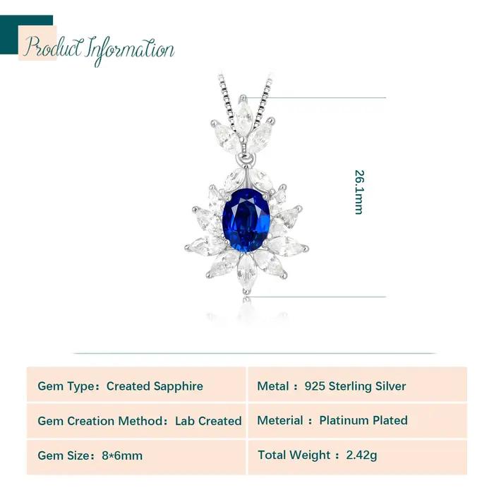 Collier en argent sterling serti de saphir bleu lab-crafted pour femmes élégantes et sophistiquées occasions spéciales