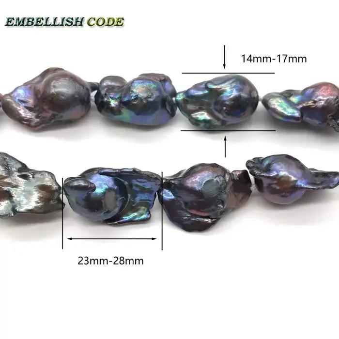 Bracelet de Perles Baroques d'Eau Douce Noires et Bleues pour Fête Femme Occasions Spéciales