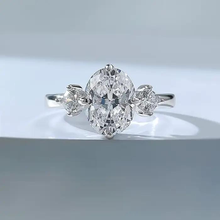 Bague de mariage ovale en Moissanite pour femmes, 2 carats, 7x9mm, bijoux de fiançailles de luxe, Te