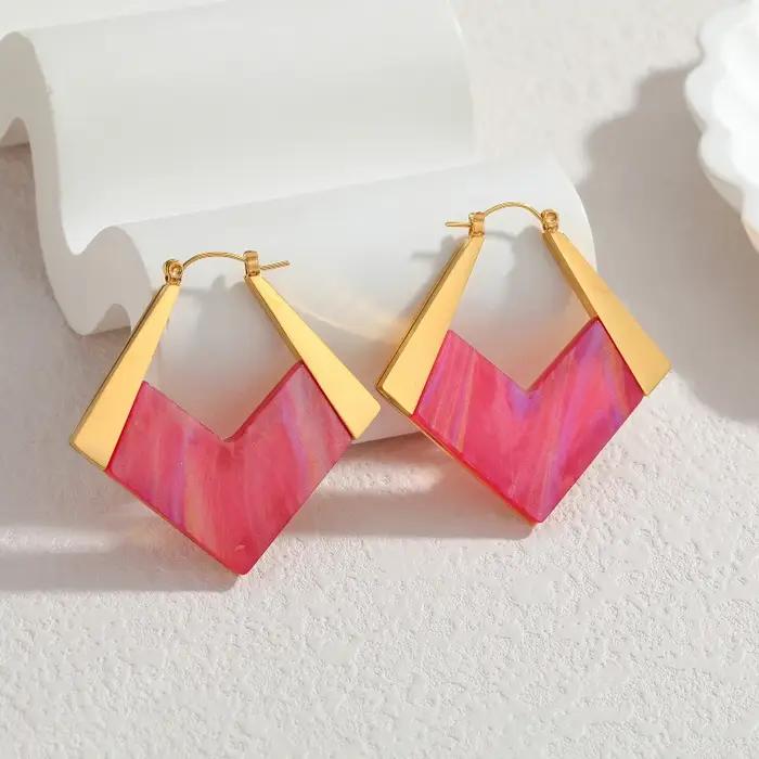 Loe | Boucles d'oreilles géométriques en forme de losange colorées