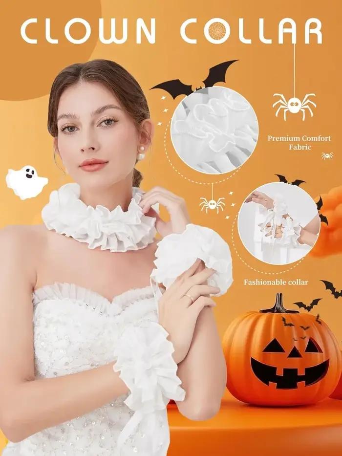 Ensemble de colliers et bracelets en dentelle pour femmes, motifs géométriques, idéal pour les occasions spéciales, cosplay, fêtes de Noël, Pâques et réveillon du Nouvel An