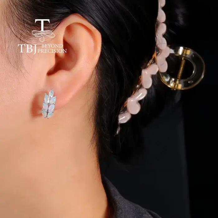 Boucles d'oreilles en pierre précieuse rare avec opale naturelle pour femme