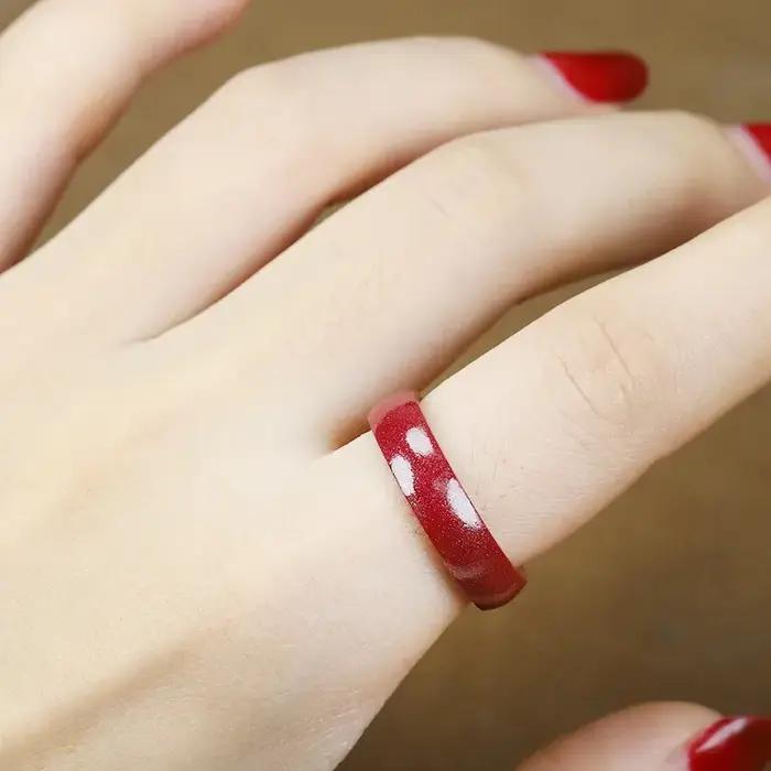 Bague cinabre brut naturel, bijoux de style ethnique à la mode et polyvalents