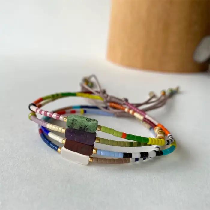 KKBEAD Miyuki Bracelet Boho minimaliste délicat perles de verre bijoux pierre bracelets porte-bonheur pour femmes hommes Vintage Pulseras Femme
