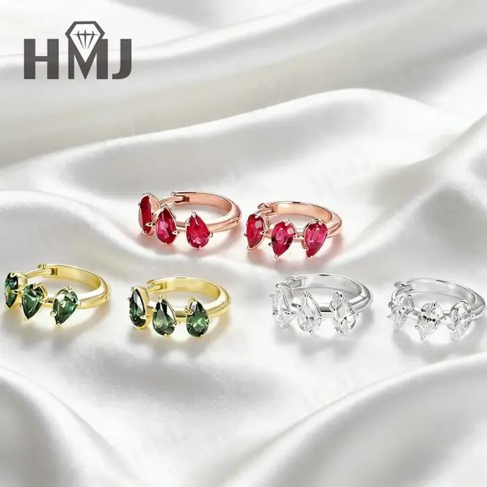 Boucles d'oreilles en moissanite cyan rubis cultivé en laboratoire 2,1 carats, argent S925, or 14K, taille poire, couleur D, bijoux cadeau pour mariage ou anniversaire