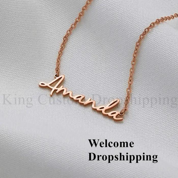 Collier personnalisé plaqué or 18k avec nom écrit à la main