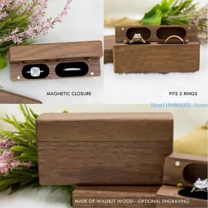 Boîte à alliances en bois décorative avec couvercle