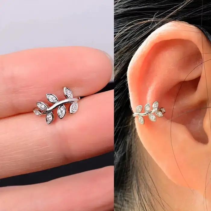 Boucle d'oreille clip sans piercing pour femme, fleur en cristal, papillon, cuir chevelu, faux cartilage, mancommuniste d'oreille, bijoux de fête, mode, 1 pièce