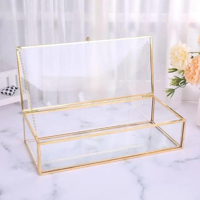 Boîte à bijoux vintage transparent en verre Organisateur