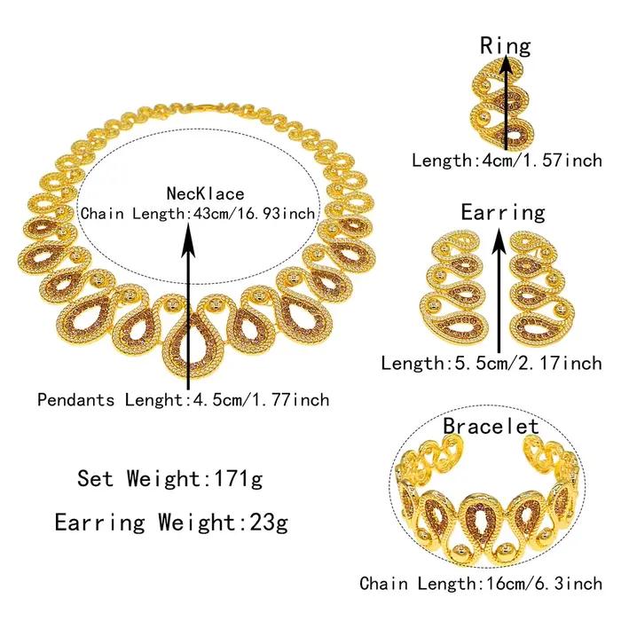 Ensemble de bijoux de haute couture en plaqué or et argent pour femmes et unisexe occasions spéciales engagement soirée festive