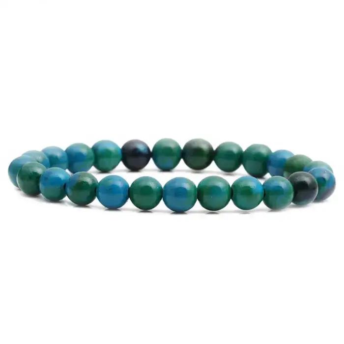 Chrysocolla Malachite Bracelet femmes hommes pierre naturelle perles Bracelet rond soulagement du di