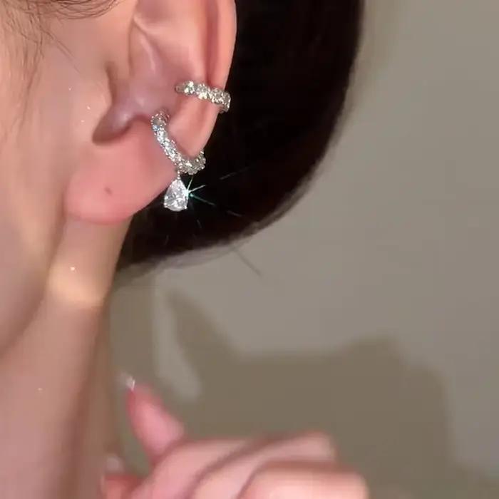 Boucles d'oreilles à Clip en perles de zircone pour femmes