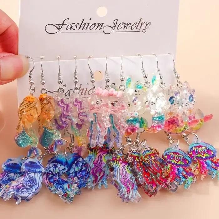 Boucles d'oreilles sirène colorées pour femmes