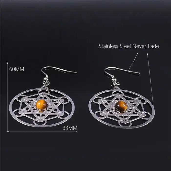Boucles d'Oreilles en Acier Inoxydable et Pierre Naturelle