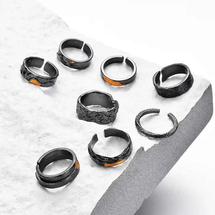 Bague Moon de Montagne réglable pour hommes design gothique animal de compagnie bijou naturel cadeau anniversaire homme occasions spéciales
