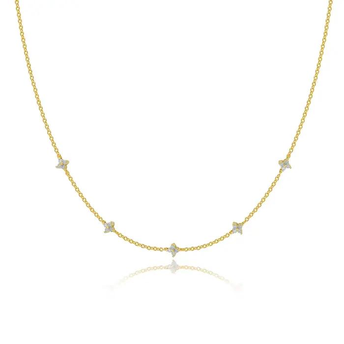 Collier de fleurs bleues en cristal plaqué or pour femmes, bijoux de mode élégants, cadeaux pour anniversaire et Saint-Valentin, collier ras du cou, nouveau modèle