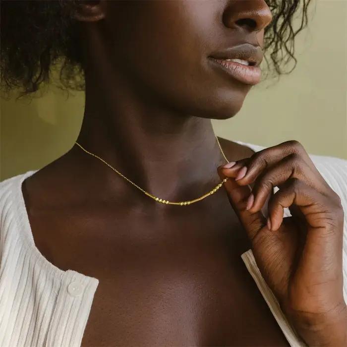 Collier Personnalisé en Code Morse Bijoux en Perles pour Femme Occasions Spéciales