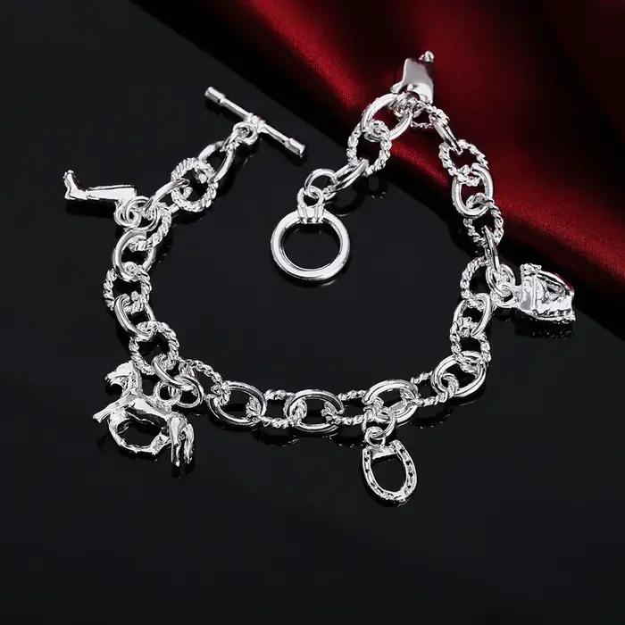Bracelet Chaîne Cheval Vintage en Argent Sterling 925 pour Femmes et Hommes Occasions Spéciales Partie Mariage Noël Bureau