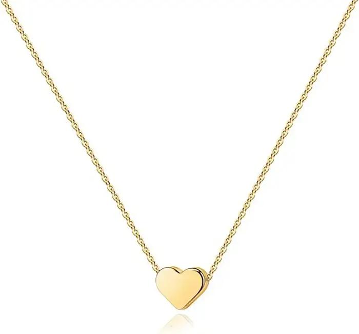 Collier coeur plaqué or K | Collier plaqué argent, pendentif d'amour délicat et mignon pour femmes,
