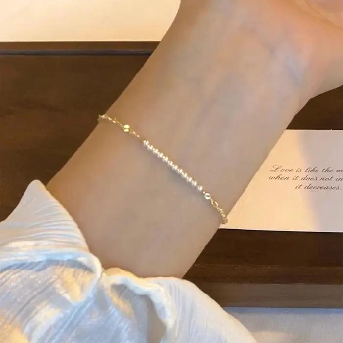 Nouveau 925 Bracelet de perles en argent Sterling personnalisé Simple charmant femme