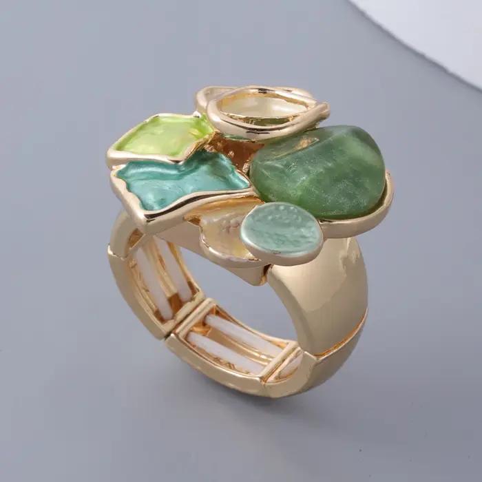 Bague en émail coloré réglable pour femmes, bijoux en résine géométrique mode, cadeau de fête de luxe, nouveauté 2024 occassions spéciales