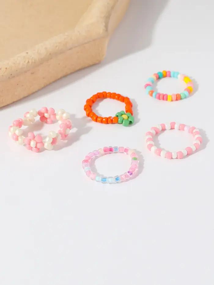 Bagues en perles de rocaille pour femmes, design bohème, motifs floraux, bagues minimalistes et colorées pour soirées et occasions spéciales