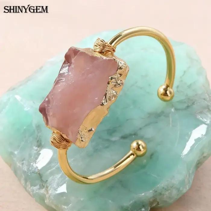 Bracelet pour femmes SHINYGEM Bijoux Guérison Cristal violet rose Enroulement manuel Améthyste naturelle irrégulière