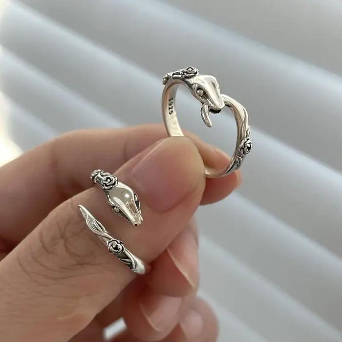 Buyee 925 bague serpent en argent Sterling doigt doux mignon Animal anneau ouvert pour femme mode conception Unique bijoux fins cercle