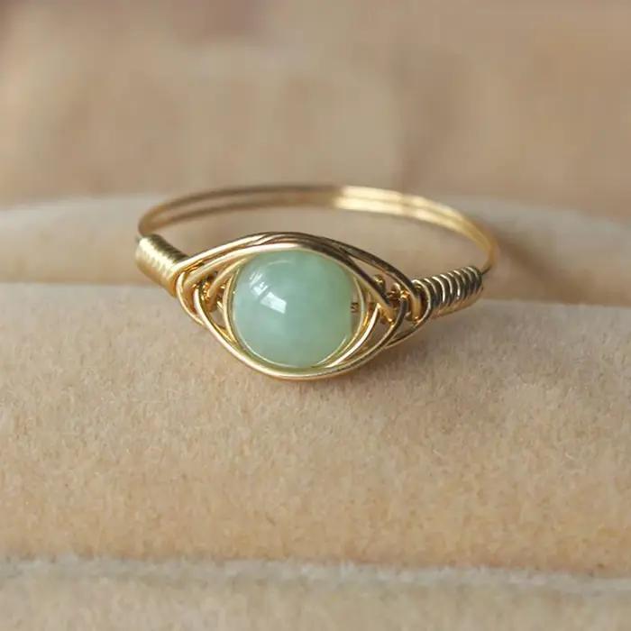 Bague de perles naturelles faites à la main pour femmes