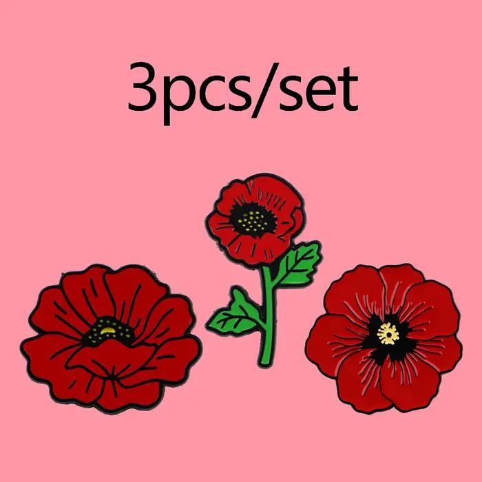 Broches en émail plantes de pins fleurs pavot rouge badge accessoires vêtements bijoux mode cadeaux occassions spéciales femmes hommes