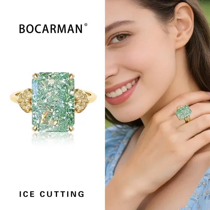 BOCARMAN – bague en zircon vert menthe pour femmes