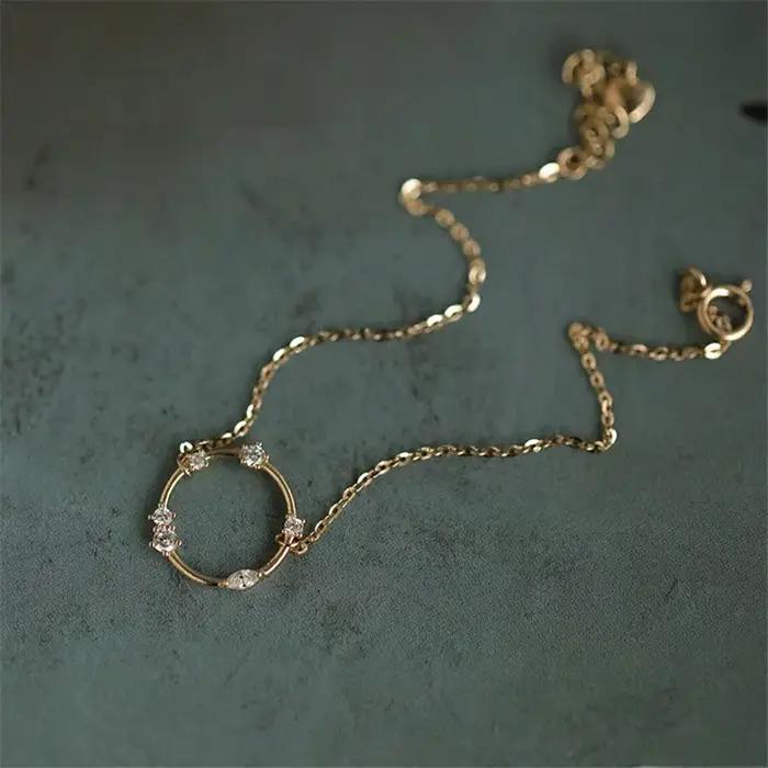Bracelet en argent Sterling 925 français Simple et rond Pavé pour femmes