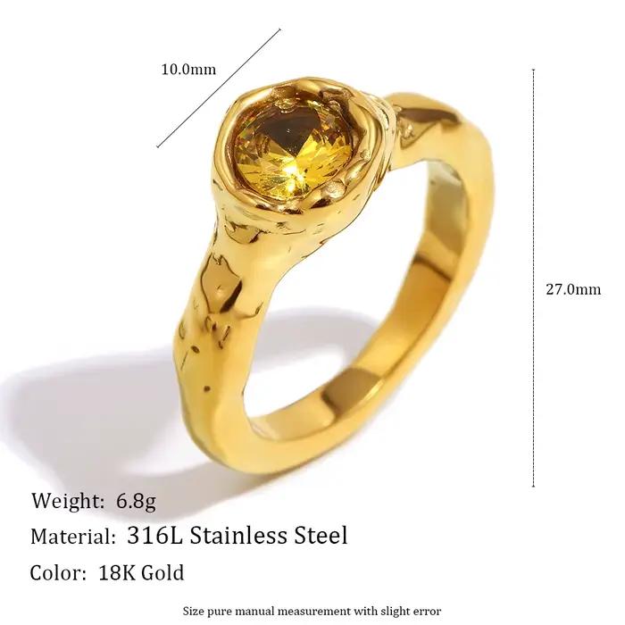 E.B.belle – bagues fines en Zircon pour femmes, brillantes, couleur Champagne unique, plaqué or, acc
